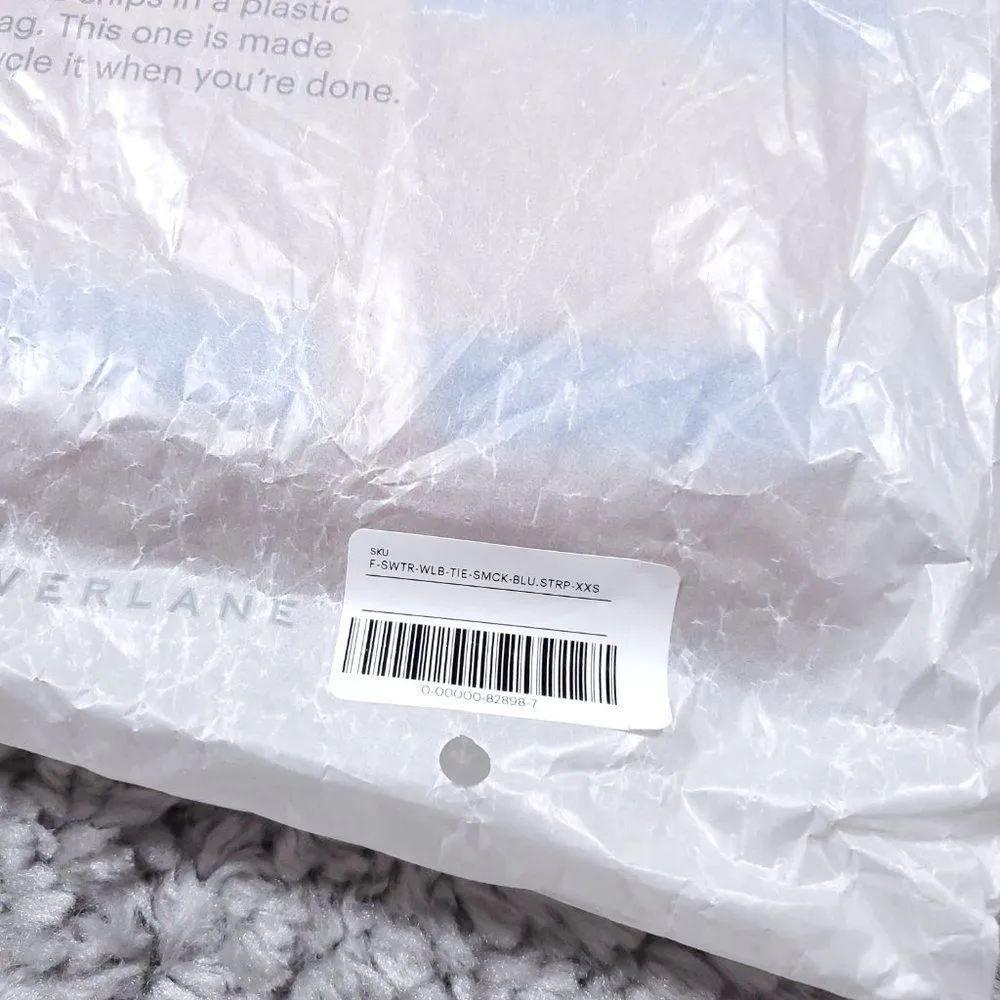 Everlane Lace Up Smock Sweater Knit Chestnut Brown Blue Striped Size XXS Wool - Image 10