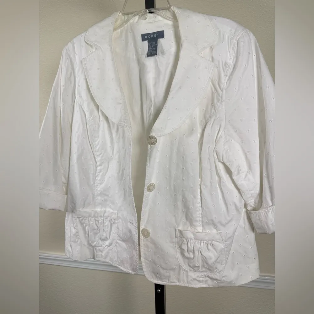 Vintage Inspired Embroidered Spring Cottagecore Relaxed Coastal Vacation Jacket White Size 16 - Image 3