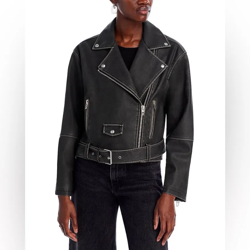 Black BLANKNYC Faux Leather Belted Moto Jacket Size XS - Image 2