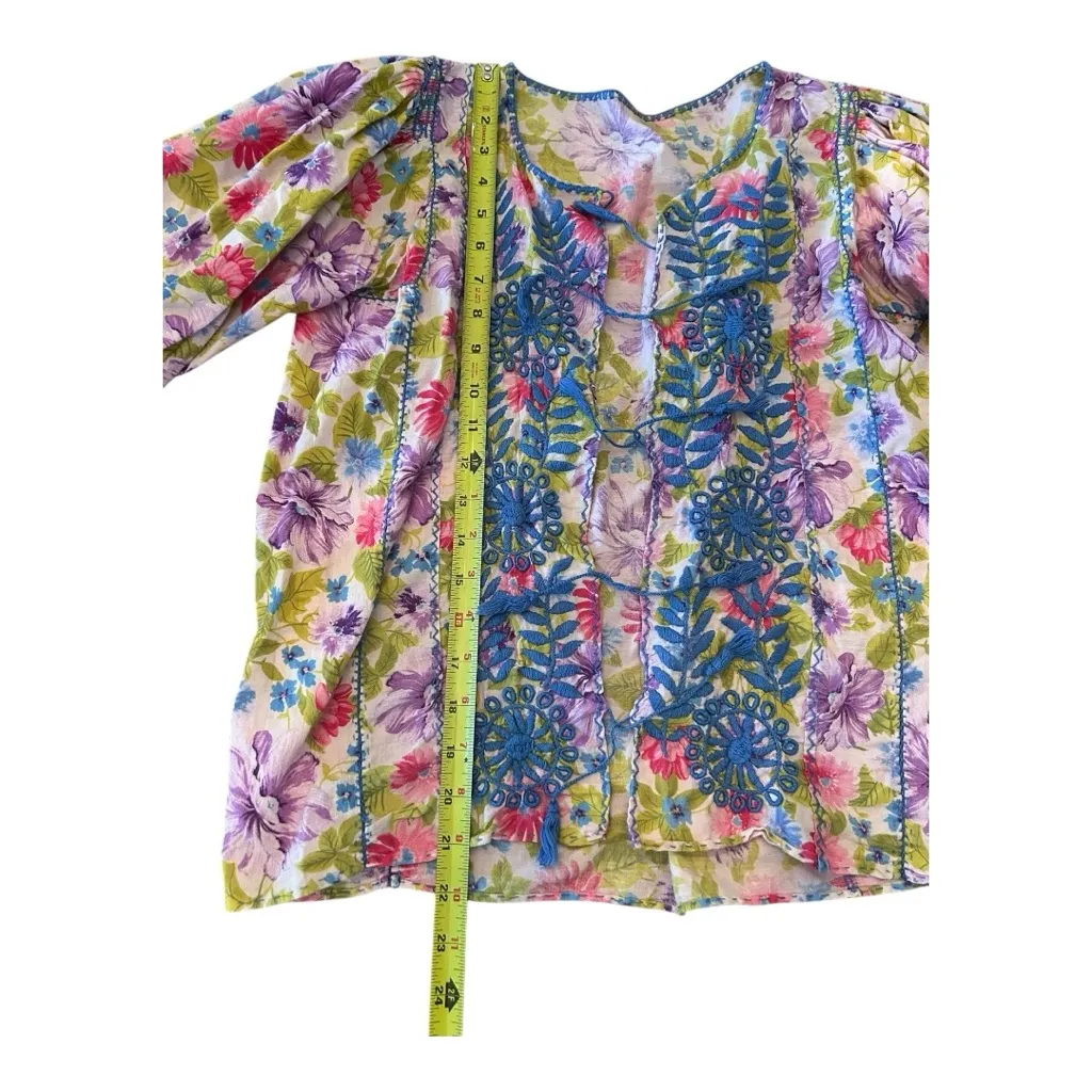 Floral embroidered boho top Medium Pink - Image 6