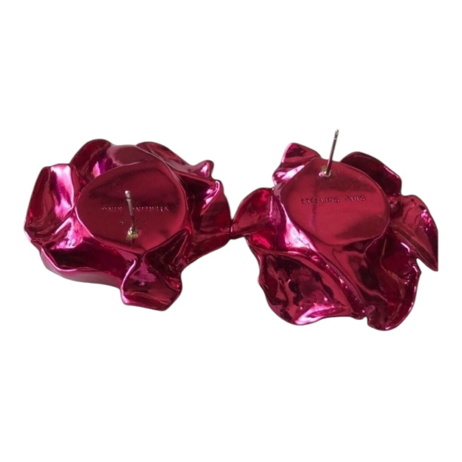 Sterling King Titania Imitation SwirlShaped Pearl And Silver Alloy Stud Earrings Pink - Image 11