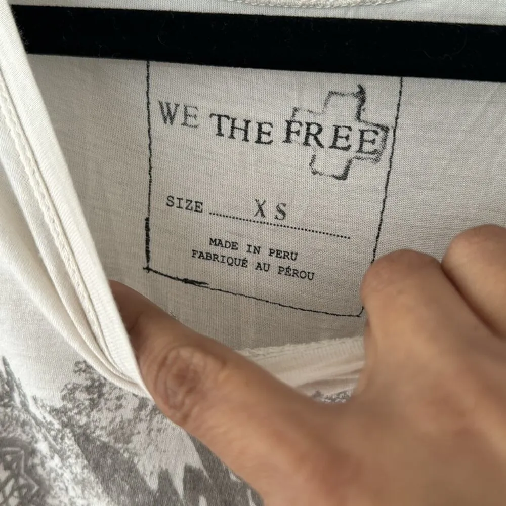 Free People We the free Army  Lovers Tank with Fringe Sz XSmall Off White Gray - Image 4