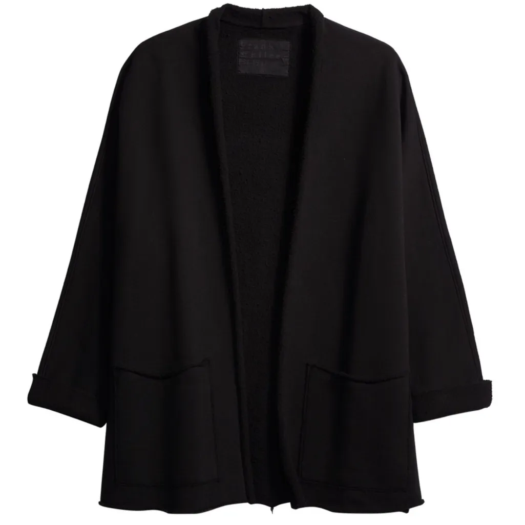 Frank & Eileen Barbara Beach Cotton Cardigan Triple Fleece Black New Size Medium - Image 4