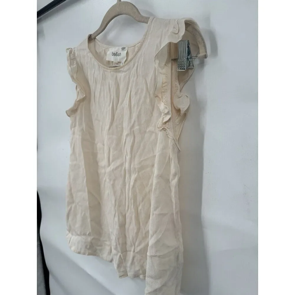 Ba&sh‎ Top Women XS Cream Ivory Ruffle Sleeveless Fina Minimalist Coquette Beach - Image 11