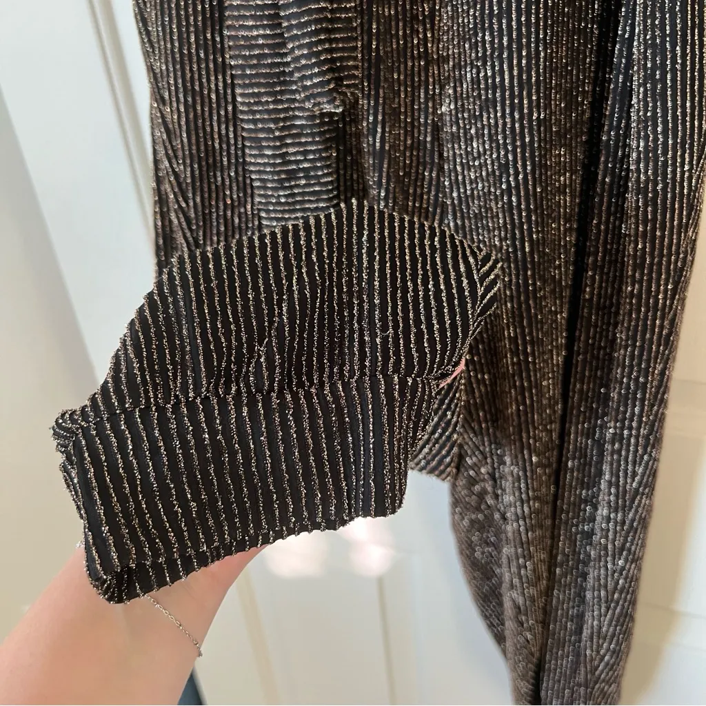 Torrid Shimmer Surplice Jumpsuit Short Sleeve Black & Gold Women’s L Size 12 - Image 6