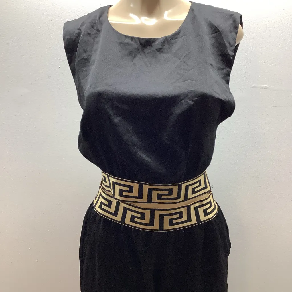 Cien Size Medium Black Satin 2Pc Pant Set With Geometric Elastic Waist. Preloved - Image 4