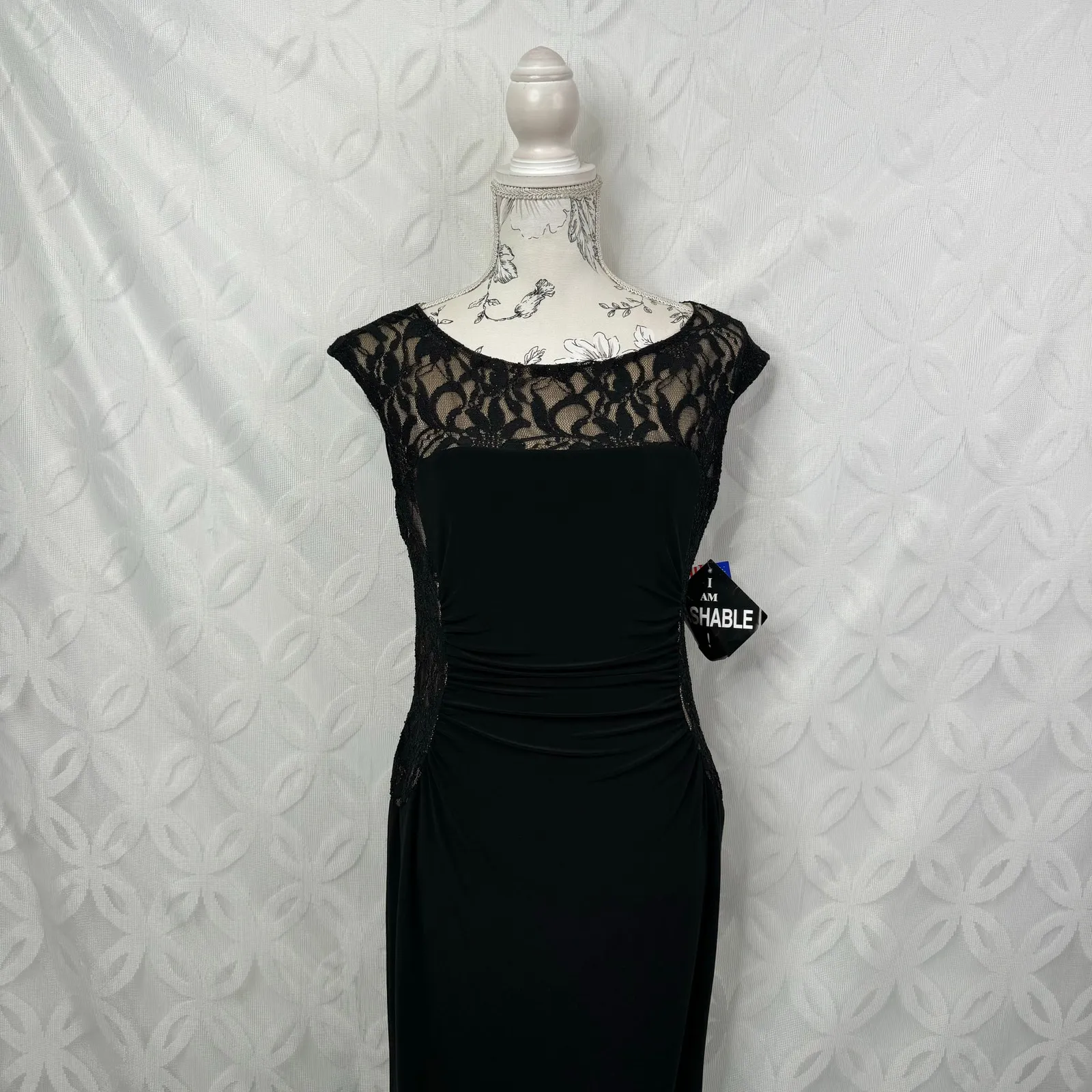 R&M‎ Richards Cap Sleeve Lace Overlay Sheath Cocktail Maxi Gown Size 6 NWT - Image 4