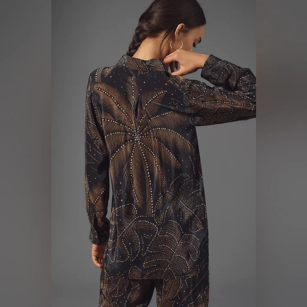 Farm Rio Golden Foliage Pajama Shirt L - Image 5