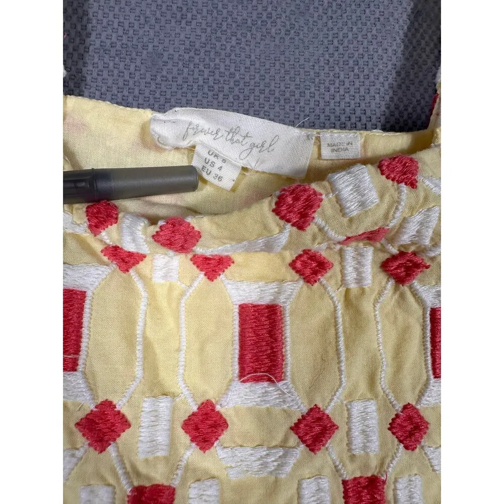 Forever That Girl x Anthropologie Basel Embroidered Tunic Blouse Size 4 Blue - Image 8