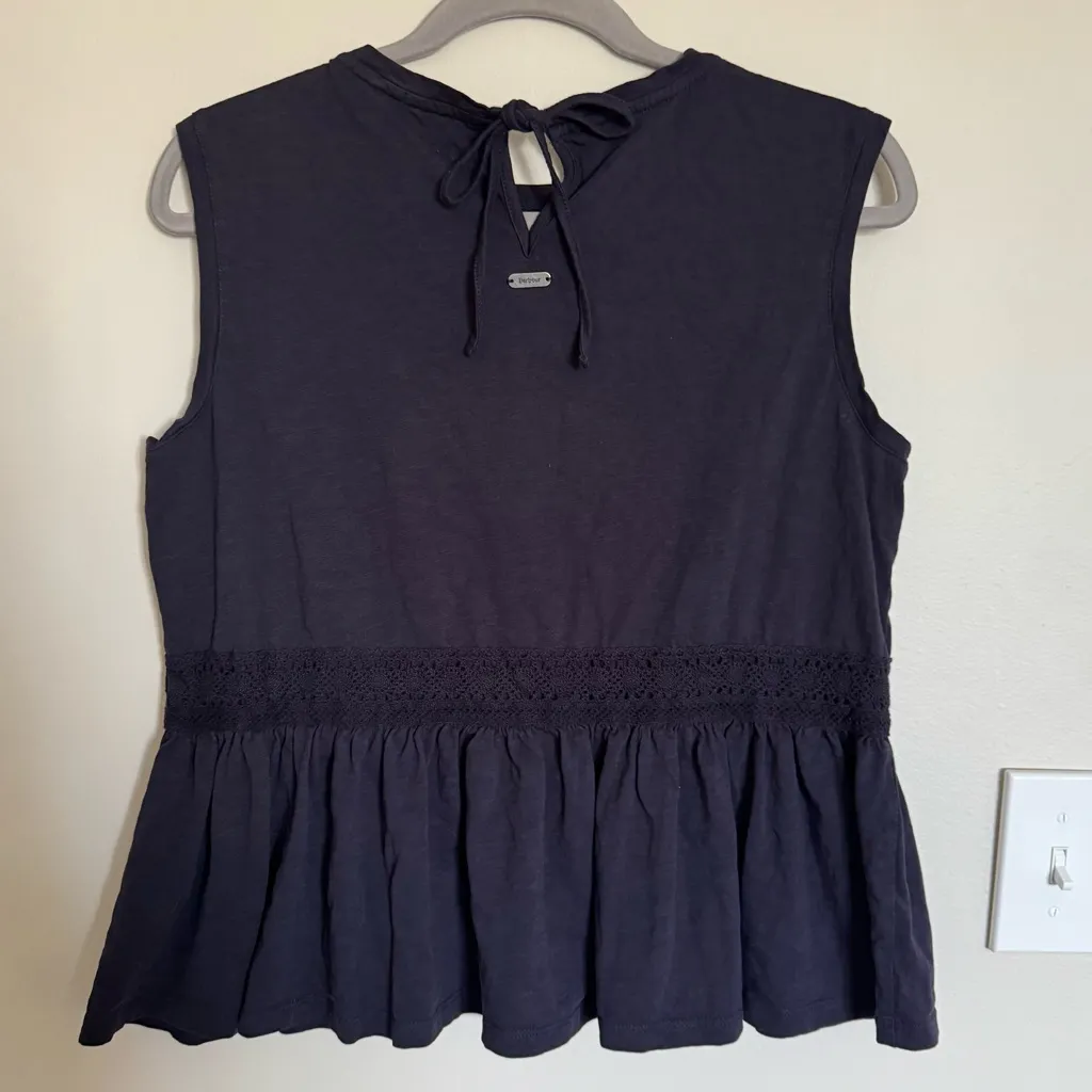 Barbour Willow Swing Top – Women’s US 8 / UK 12 Midnight Navy Crochet Tie Back - Image 5