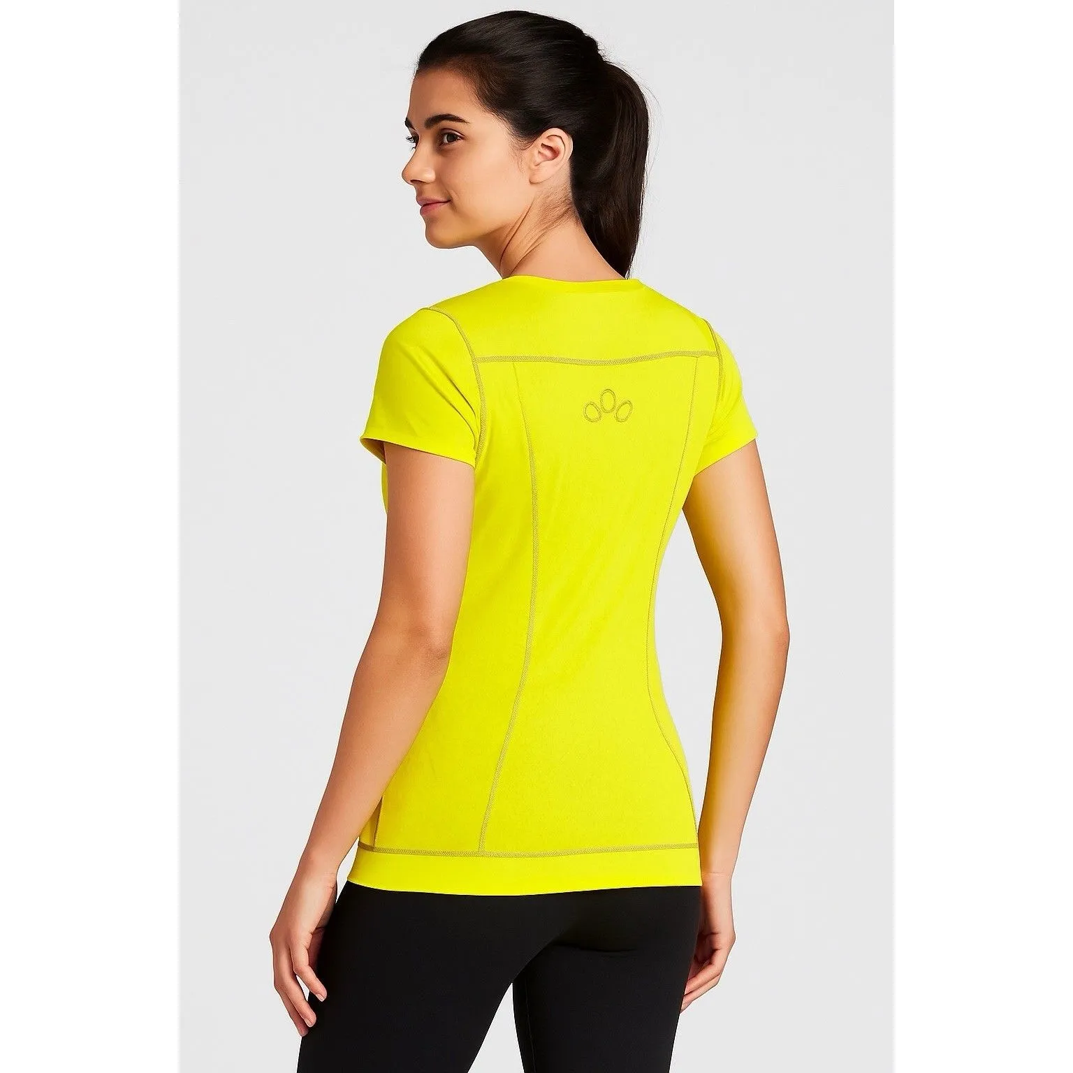 REI Shirt Womens Large Short Sleeve Lightweight Neon Yellow Stretch - Image 3