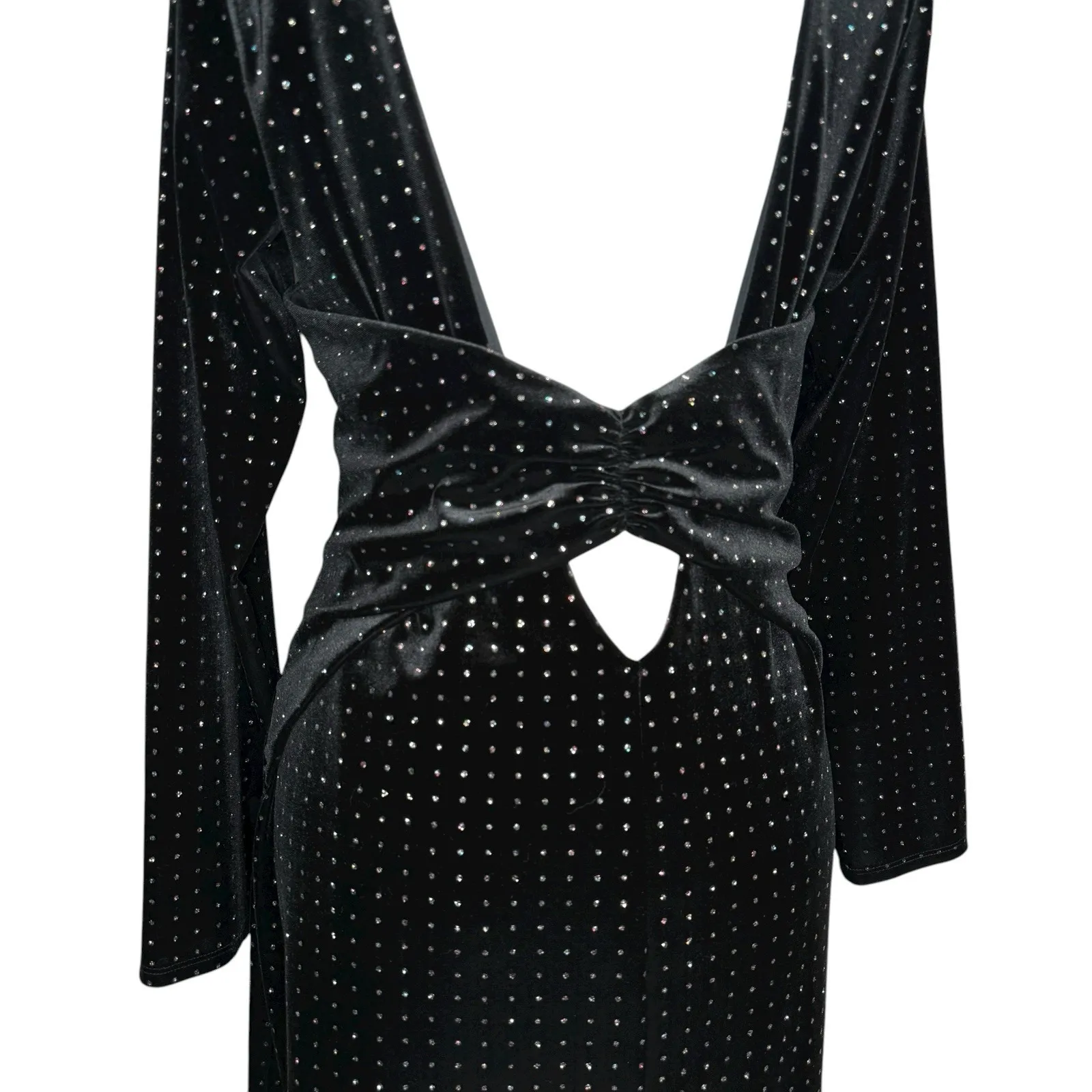 Express‎ Velvet Dress L Long Sleeve Party Cocktail Sparkle Backless Whimsigoth - Image 7