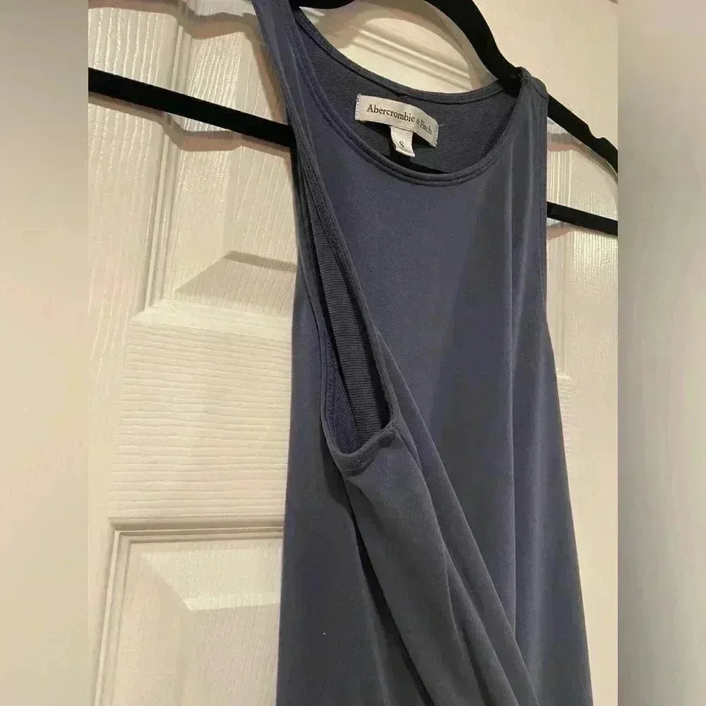 Abercrombie & Fitch Navy Blue Soft Flowy Viscose Racerback Top Tank Dress Size S - Image 3