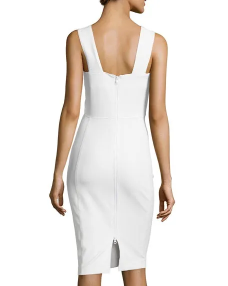Sleeveless V-Neck Scuba Sheath Dress - Image 2
