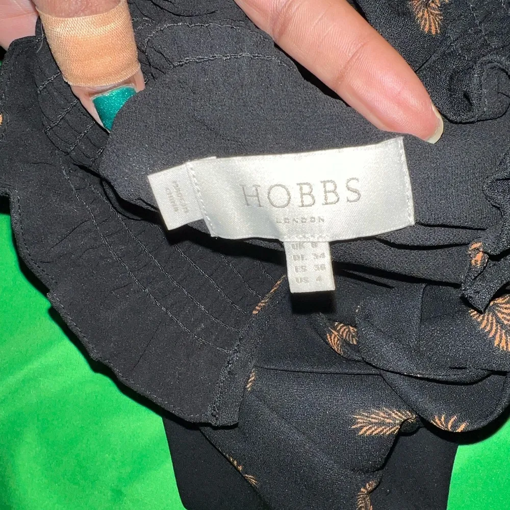 Hobbs London Elegant Black Mini Dress with Brown Accents size 4 - Image 10