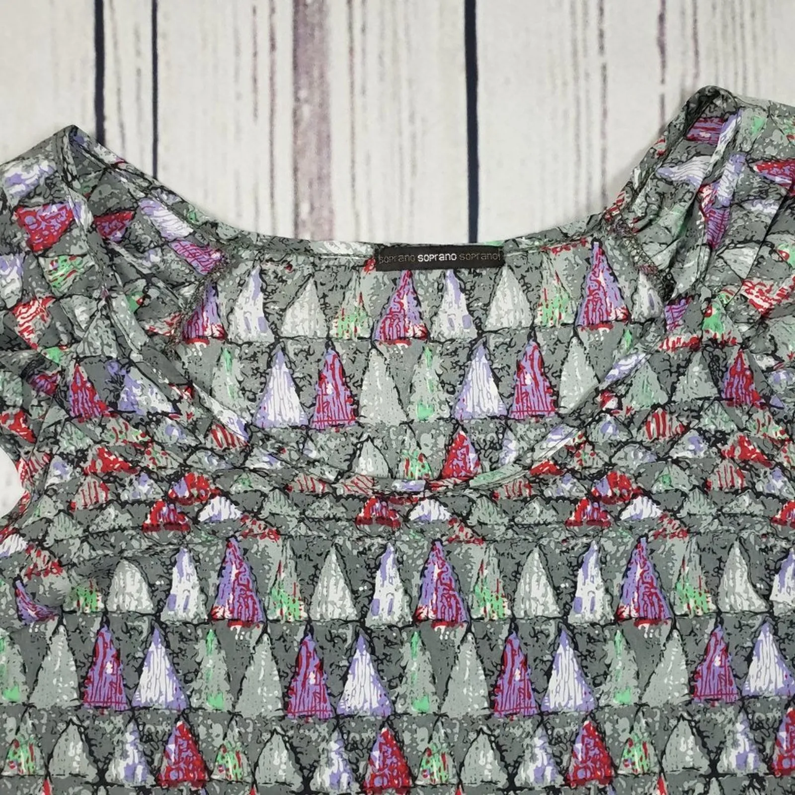 Soprano Lightweight Silky Multicolored Printed Mini Sleeveless Dress Size XS - Image 5