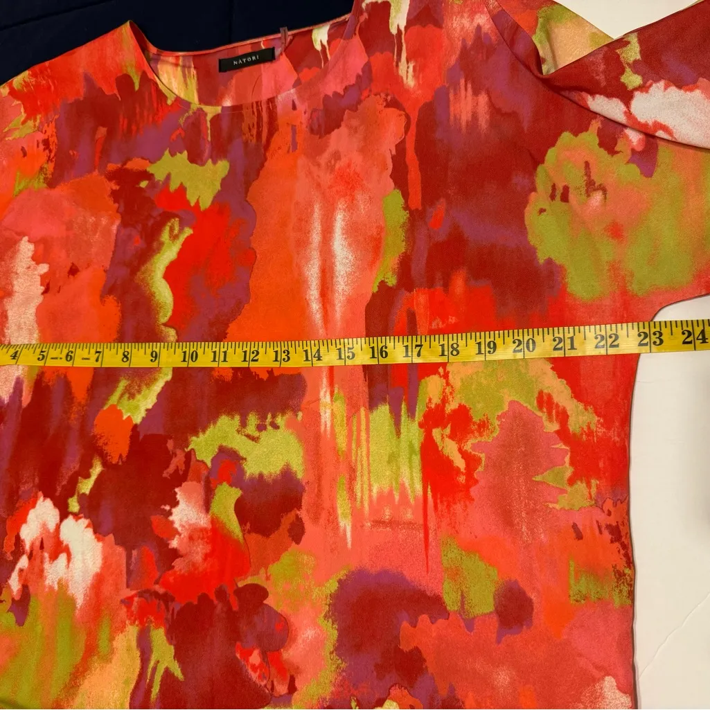 Natori colorful cover‎ up summer blouse floral size S. NEW Orange - Image 7