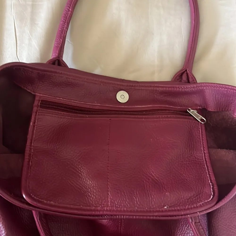 Crate&Barrel genuine leather berry tote - Image 3