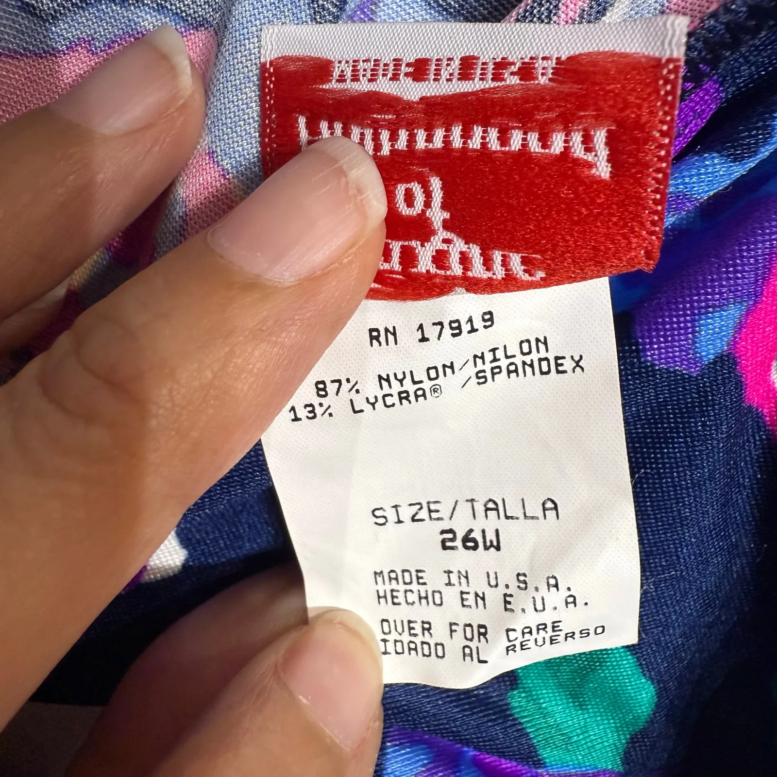 Maxine of Hollywood Navy Floral Vintage Swim Suit Sz 26W NWT - Image 5