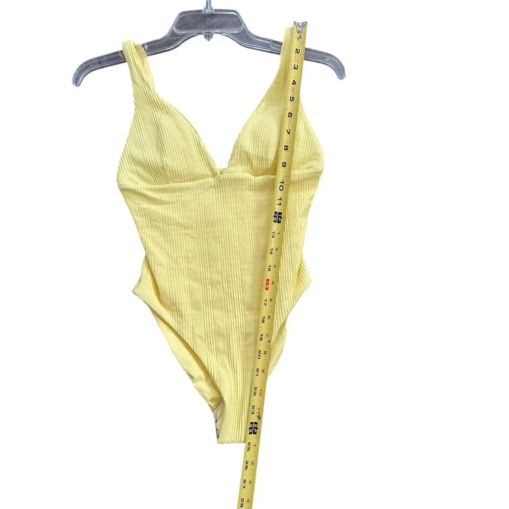Lspace Katniss One Piece Swimsuit Size Small Yellow Ribbed Thick Straps - Image 4