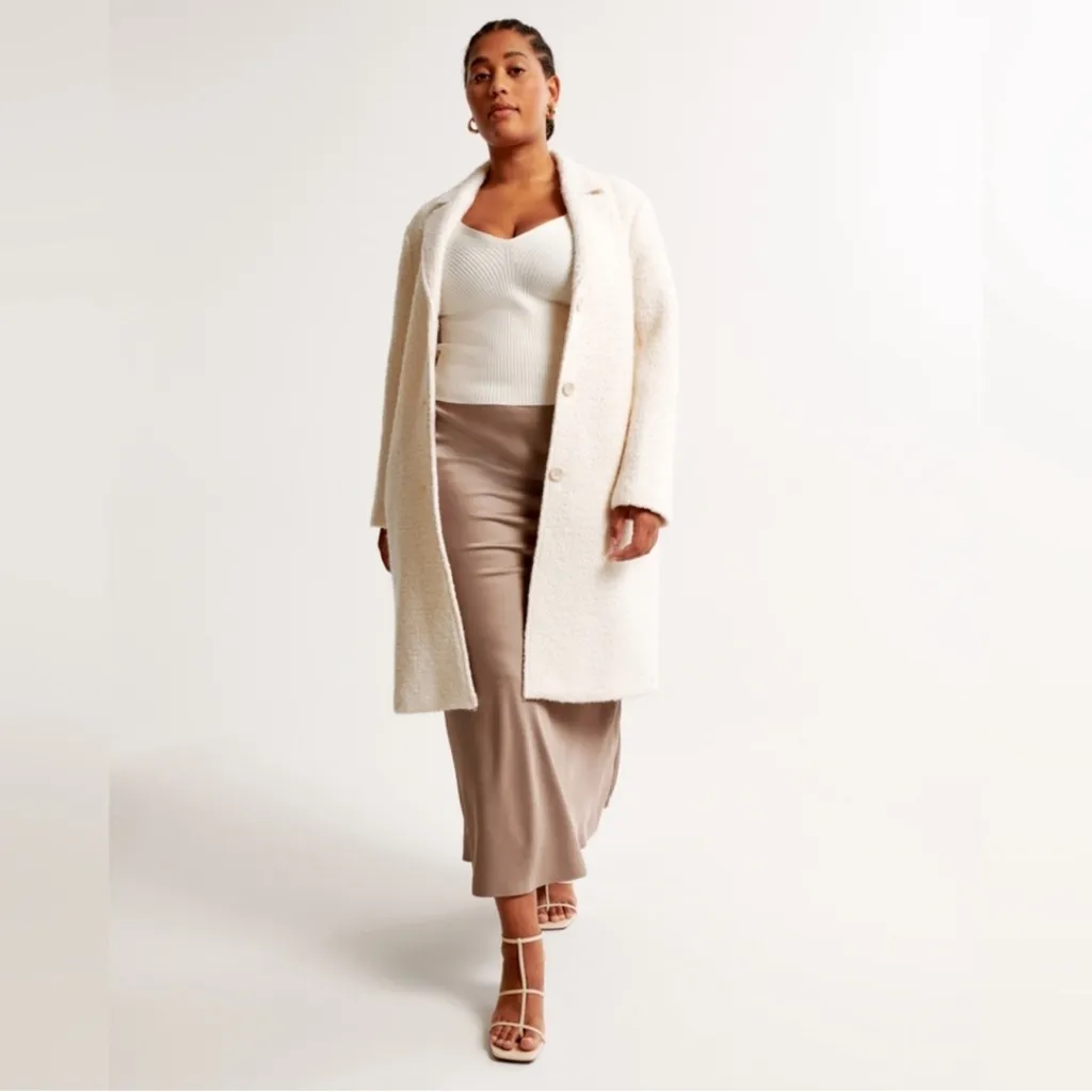 Abercrombie Ivory Wool Blend Dad Coat - Image 4