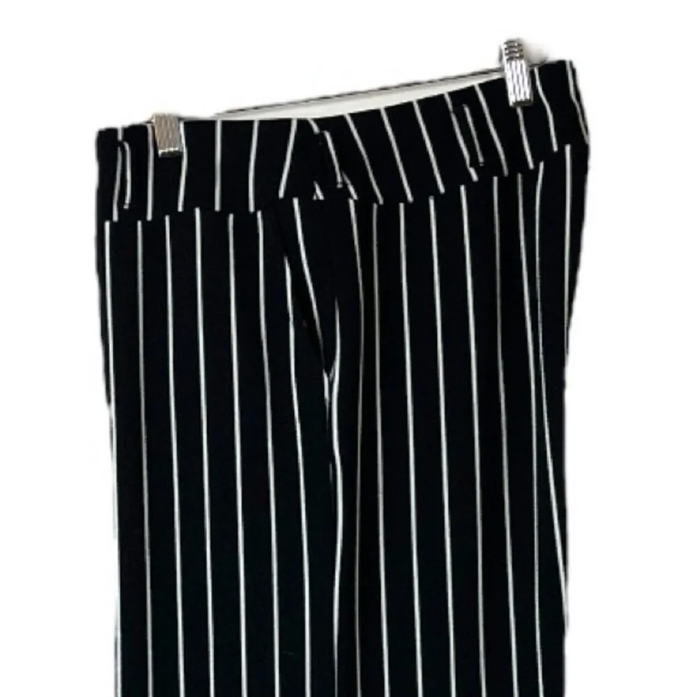 Terra & Sky Pants Wide Leg High Rise Black White Stripe Women’s Plus Size 0X 14W - Image 7