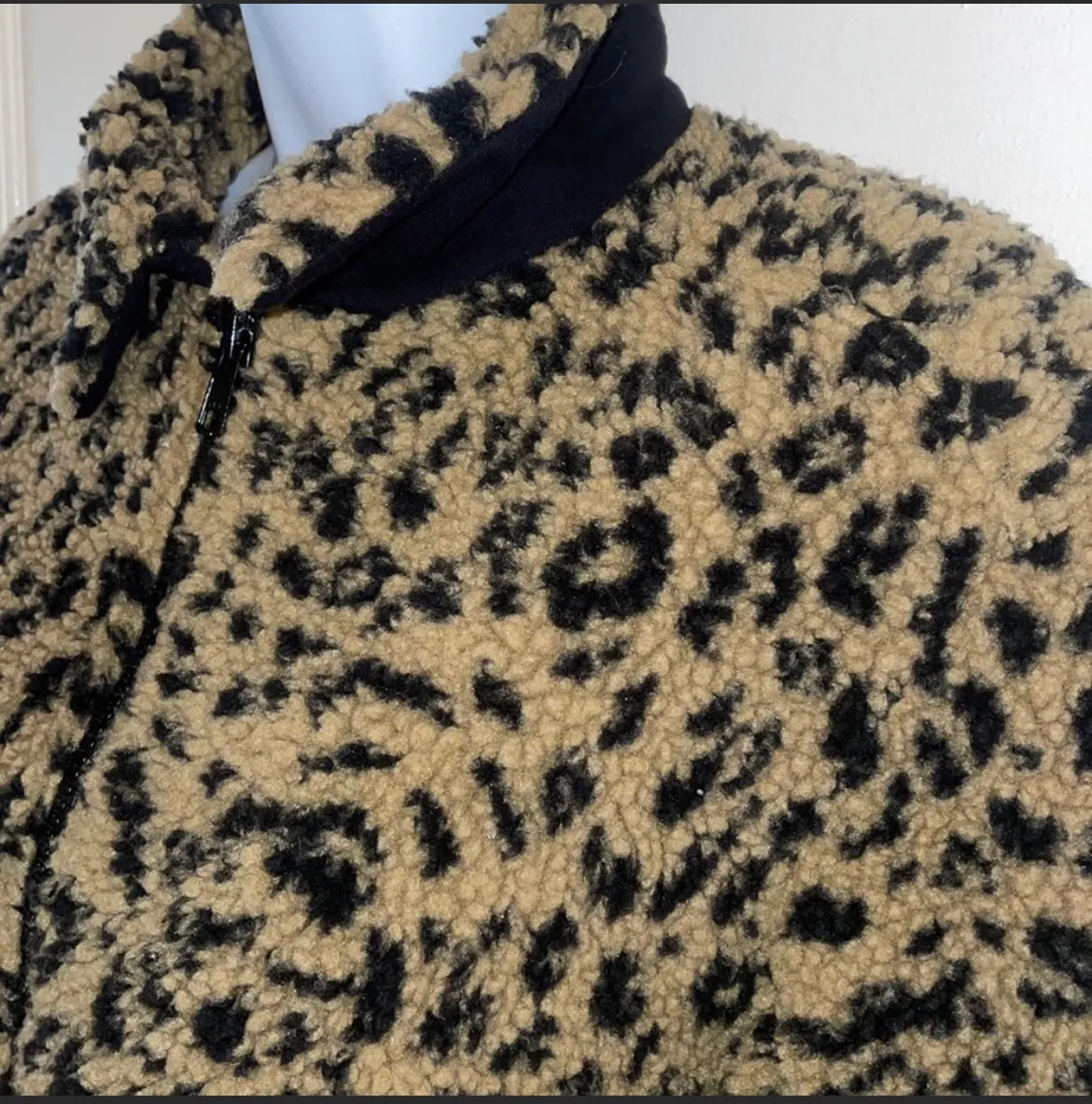 Madewell Leopard Print Teddy Jacket Brown And Black XS - Image 4