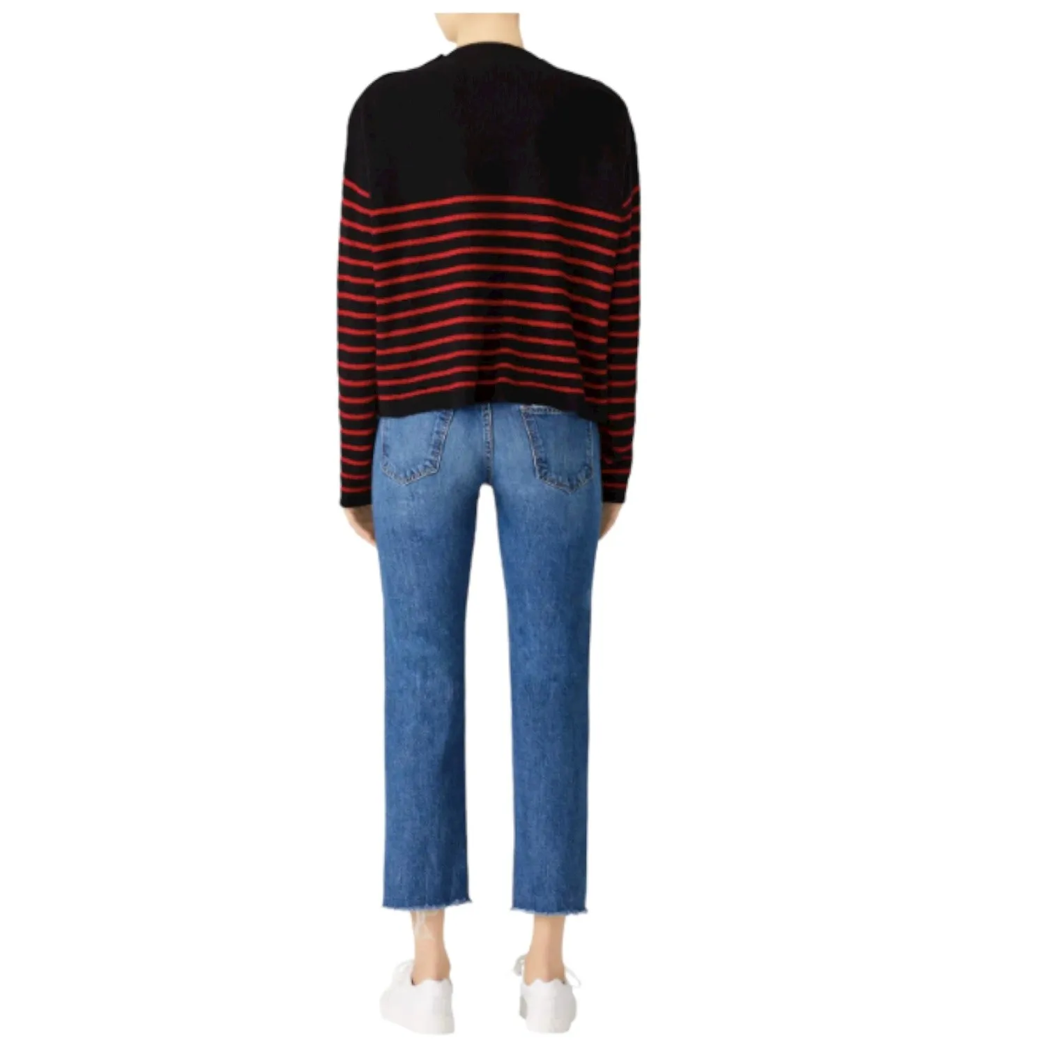 THE KOOPLES Womens Sweater Black Red Striped Buttoned Shoulder $395 Size 1 /US S - Image 6