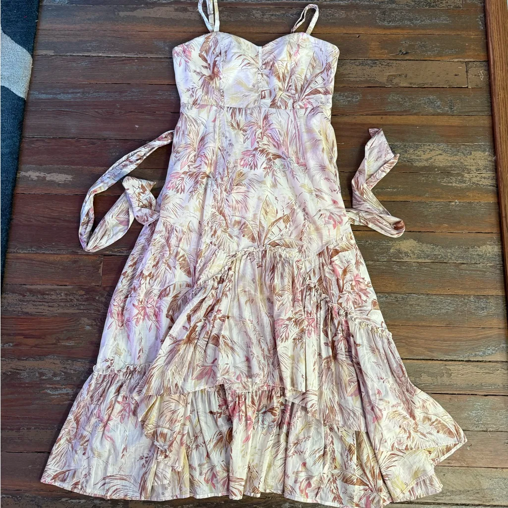 Anthropologie Adriana Floral High Low Flounced Midi Dress Size 16 💚🍄 - Image 7