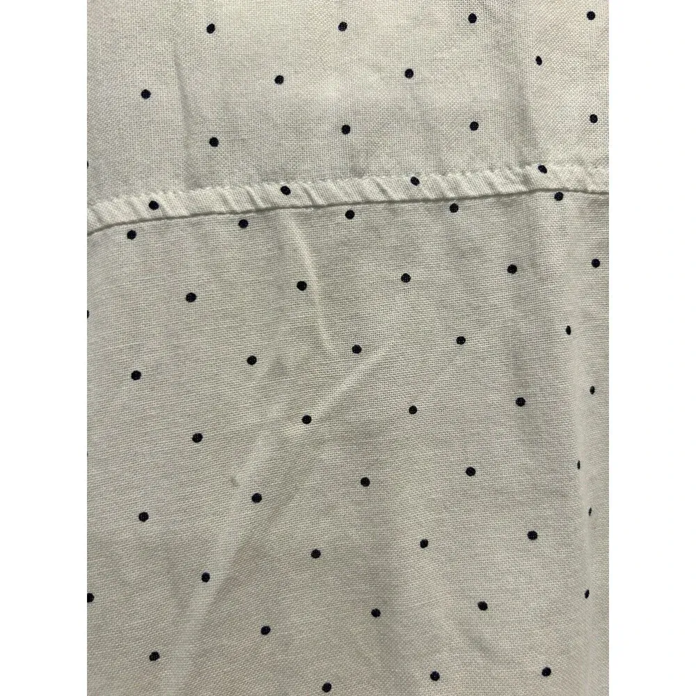 Old Navy Cream‎ Navy Polka Dot Cotton Button Up Long Sleeve Shirt Size Large - Image 6