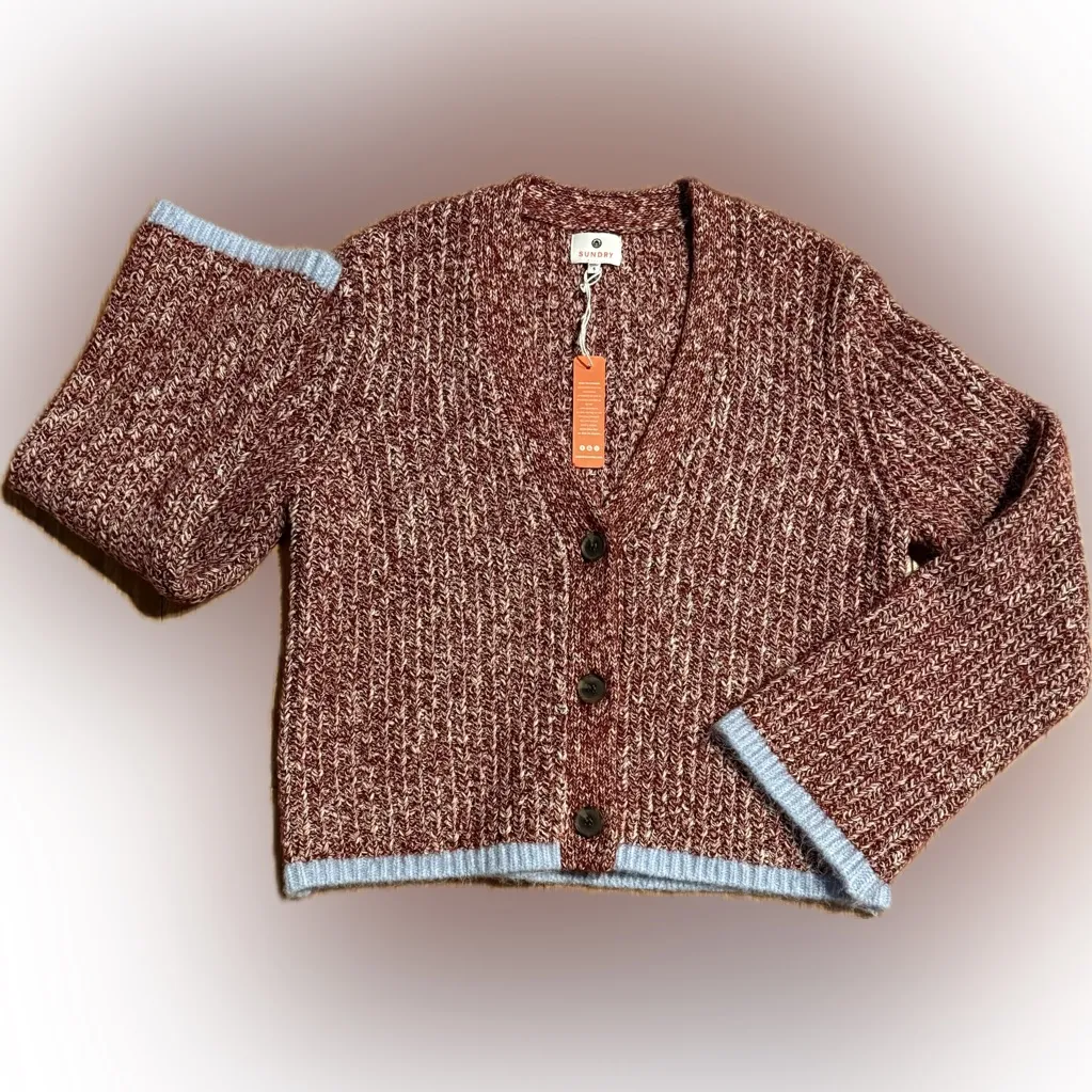 Sundry Cardigan Sweater in Red Rock - Image 10
