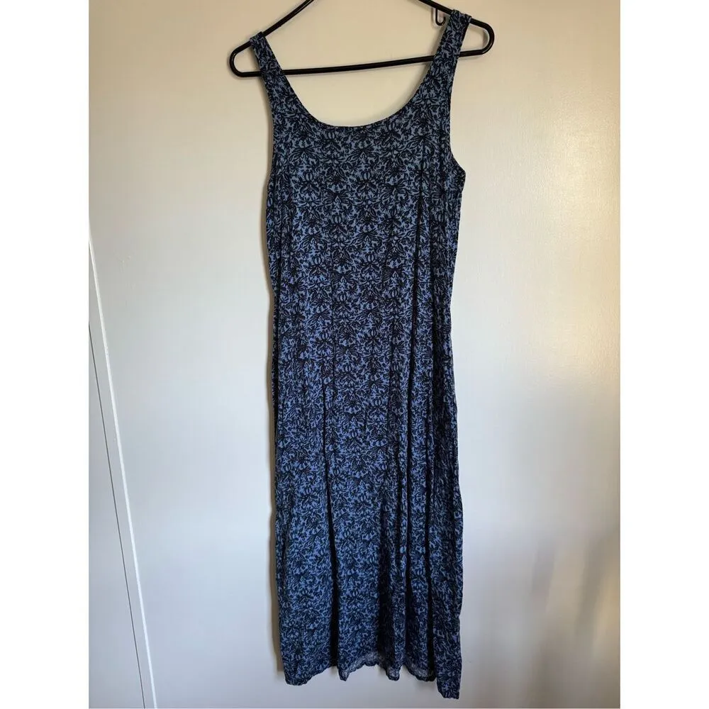 Vintage Faded Glory blue paisley floral midi dress sz L Y2K whimsigoth 90’s Size L - Image 2