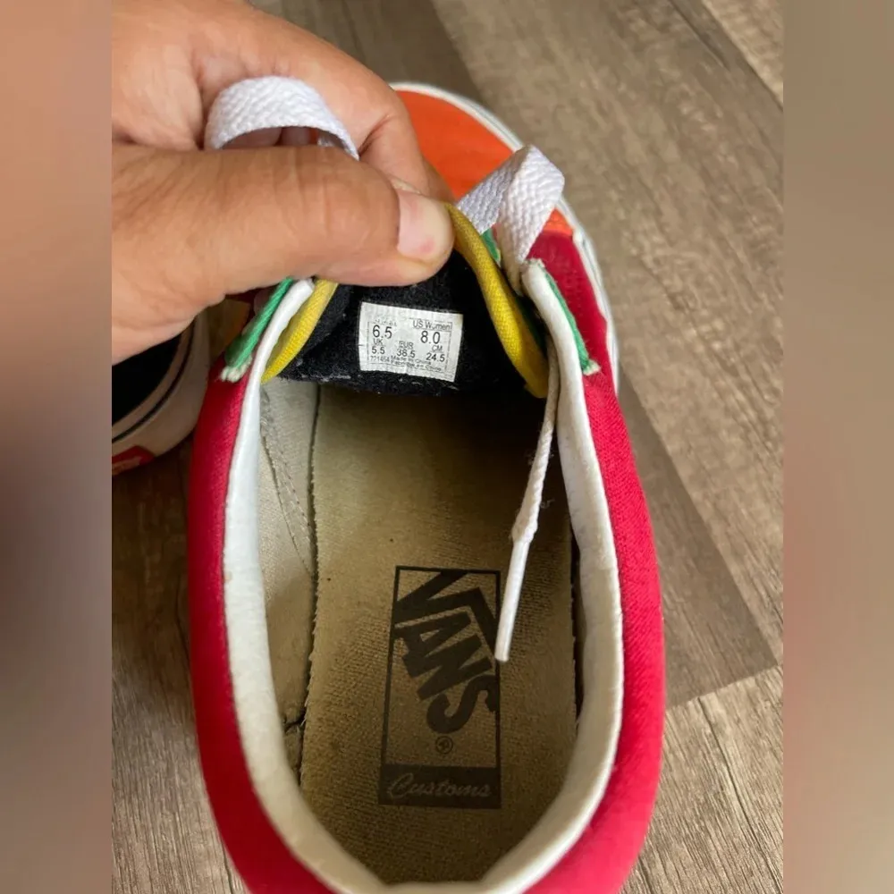 Vans Off the Wall Customs Old School Color Block Sneakers Orange Men 6.5 Women 8 - Image 7