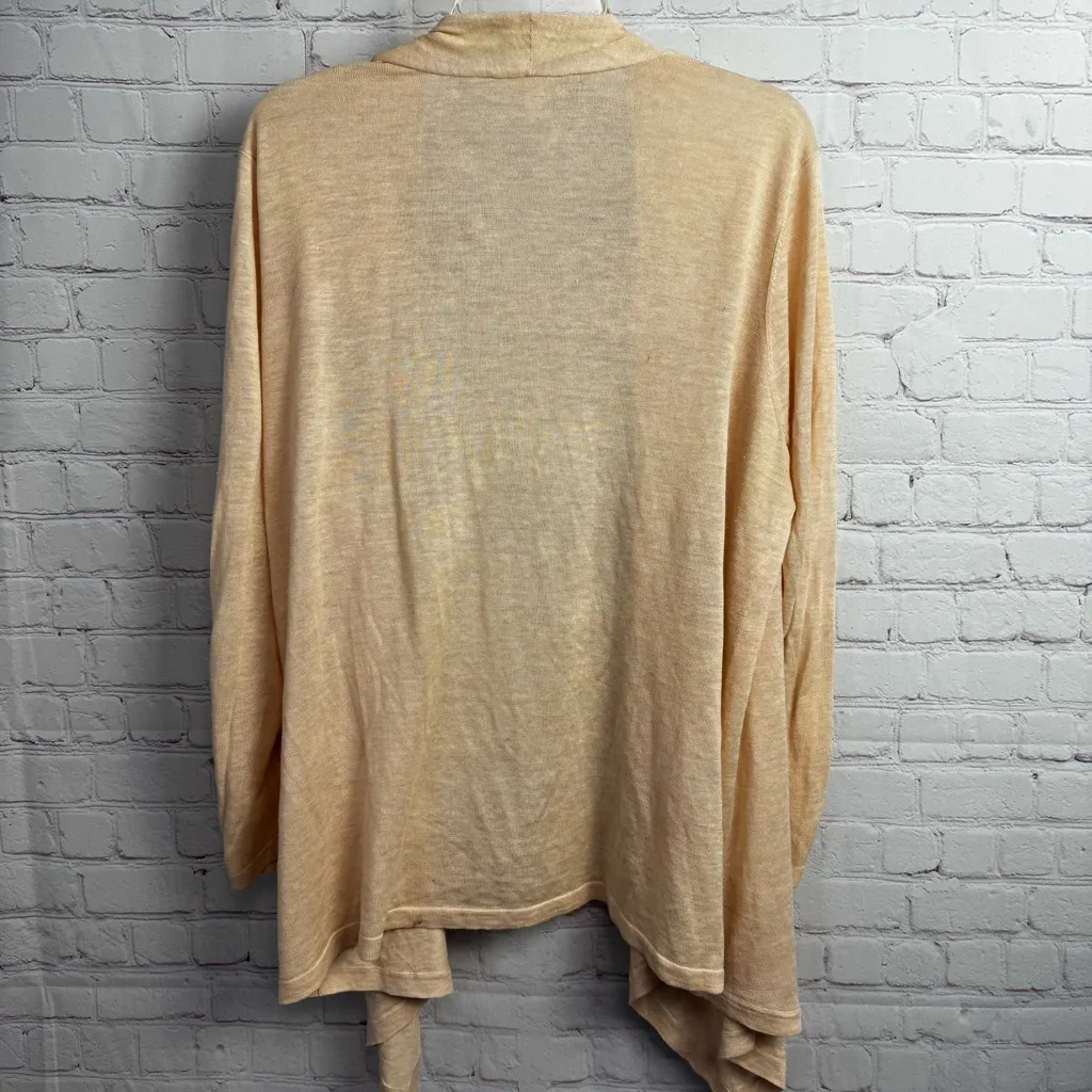 Eileen Fisher lightweight neutral silk linen blend open front cardigan size XL - Image 5