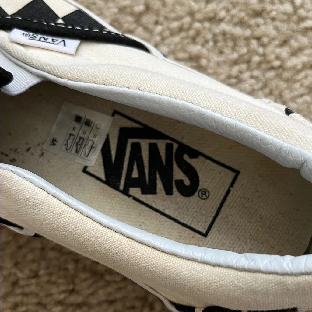 Vans Women’s Black and Marshmallow Checkerboard Slip-On Sneakers Size 6 - Image 3