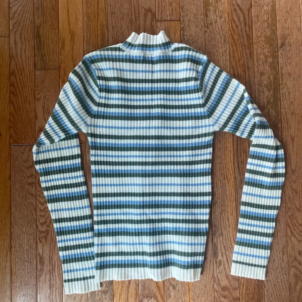 Striped Ribbed Long Sleeve Sweater Blue Size M - Image 7
