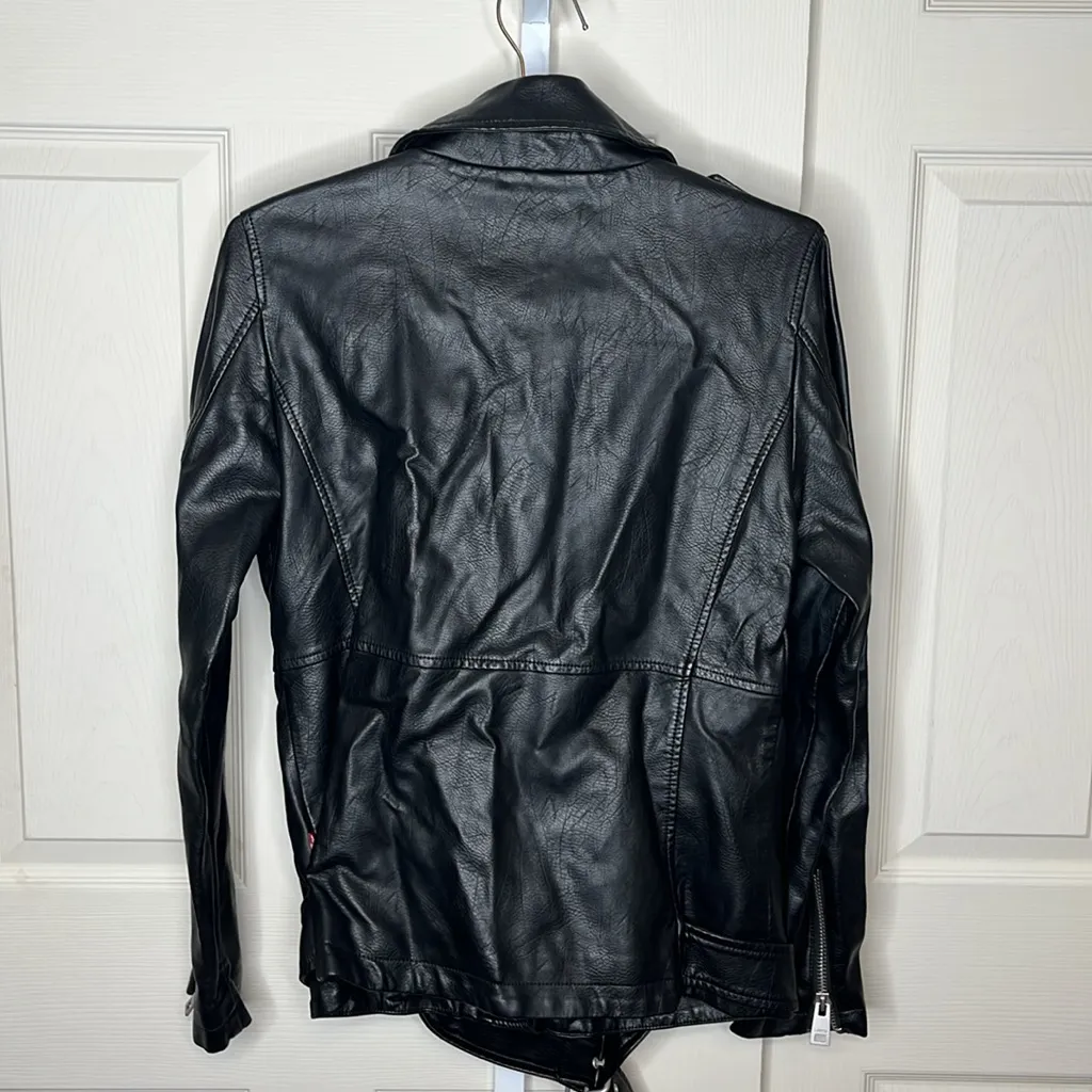 Levi Strauss & Co Black Sz Small Belted Motorcycle Jacket Org $120 - Image 5