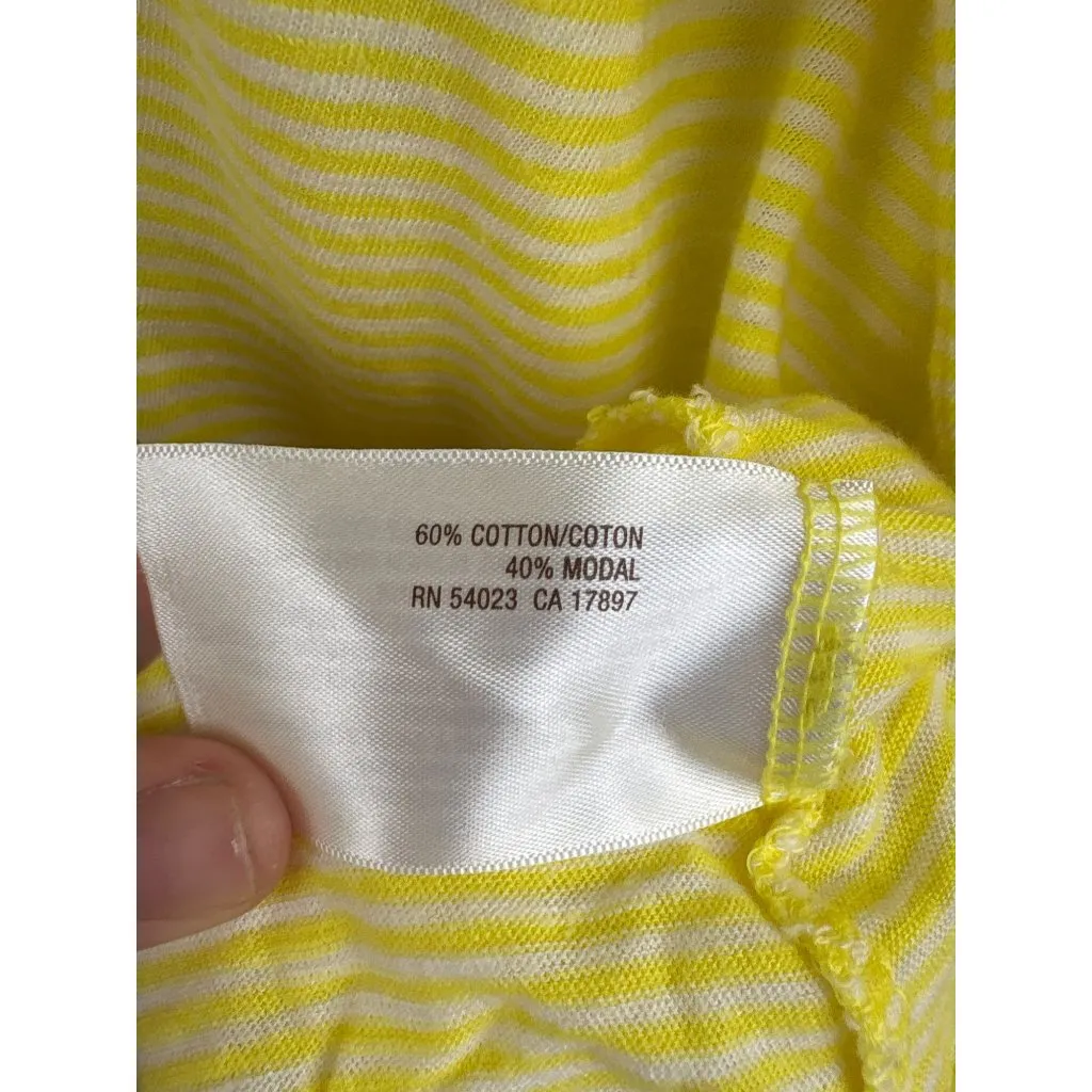 Women’s Old Navy 2XL Yellow & White Striped Long Sleeve Shirt with Ruffled Butto - Image 6