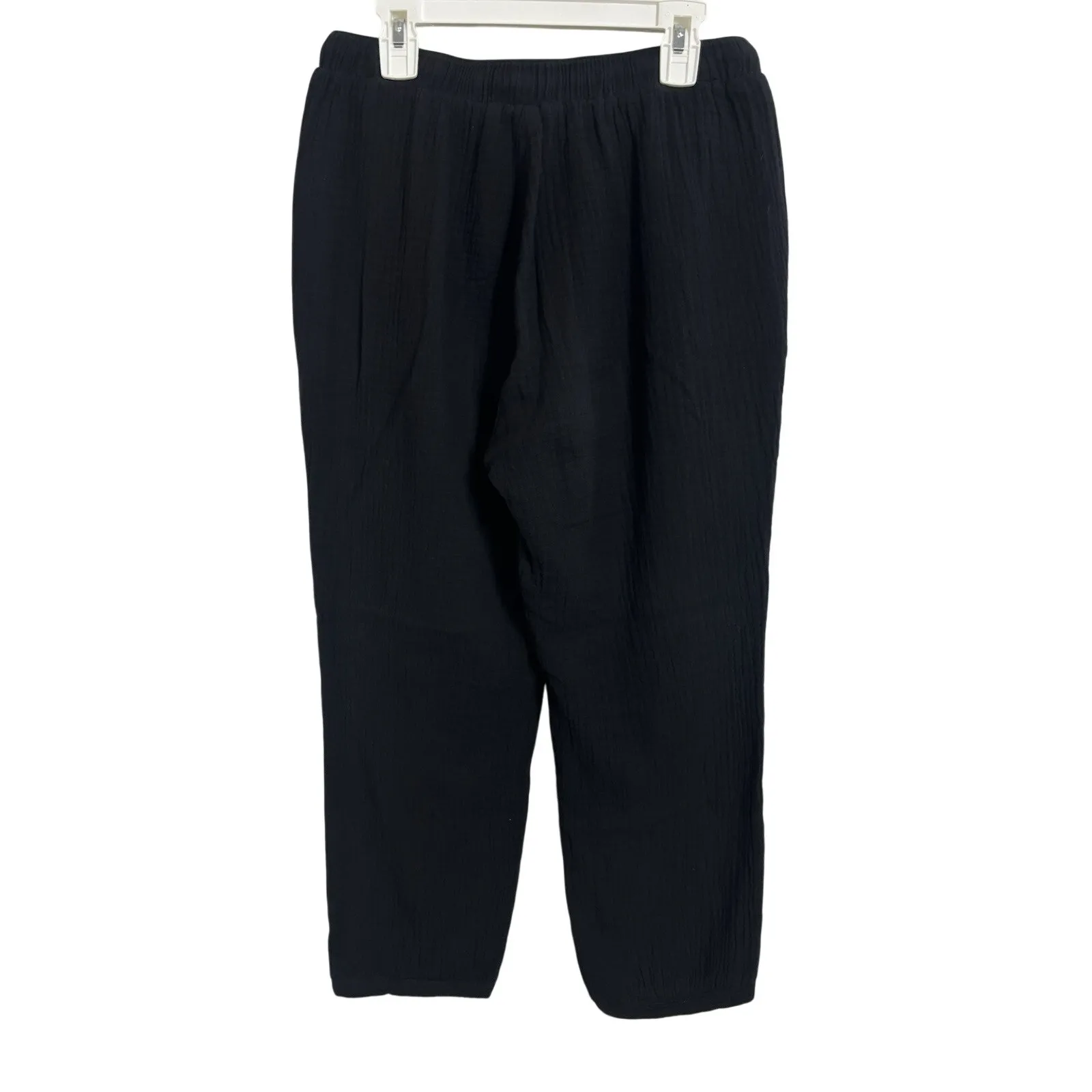 Olivaceous Black Gauzy Cotton Crop Pull On Pants Size Medium Beachy Coastal - Image 2
