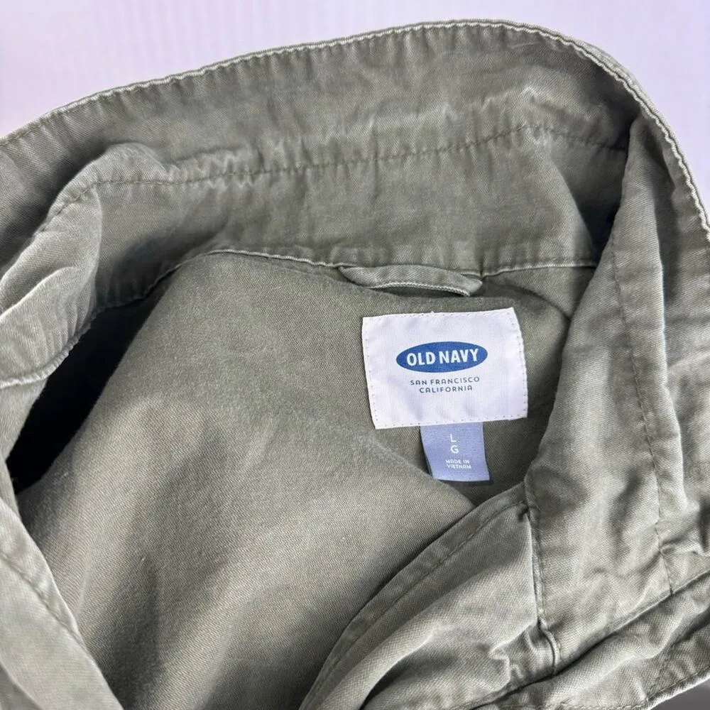 Old Navy Military Green Utility Jacket Women’s Size Large - Image 11