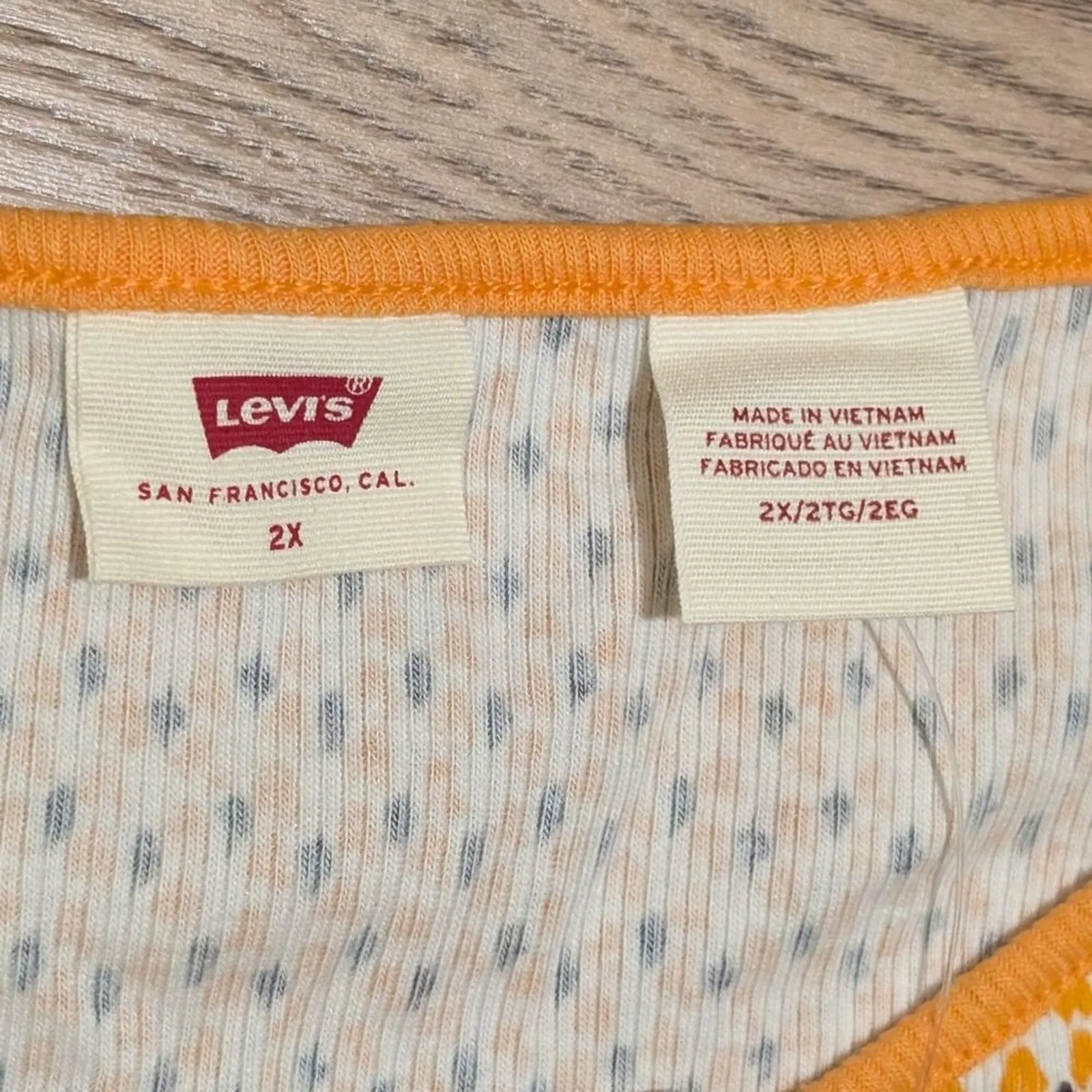 🆕 Levi's Plus 2X Babydoll Top Short Sleeve Ribbed Tee Shirt Orange‎ Brown NWT - Image 2