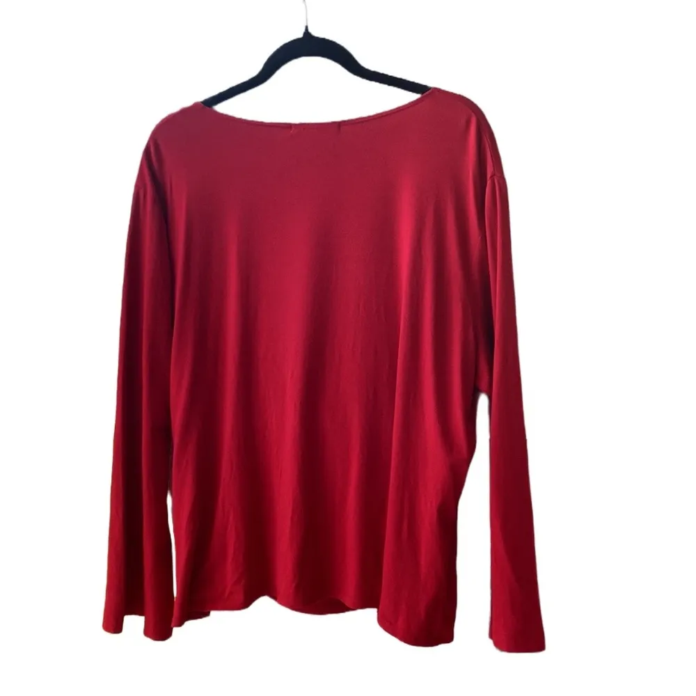 ♥️ Karen Kane Surplice Faux Wrap Long-Sleeved Knit Top/Blouse, Rich Red, Plus 2X - Image 8