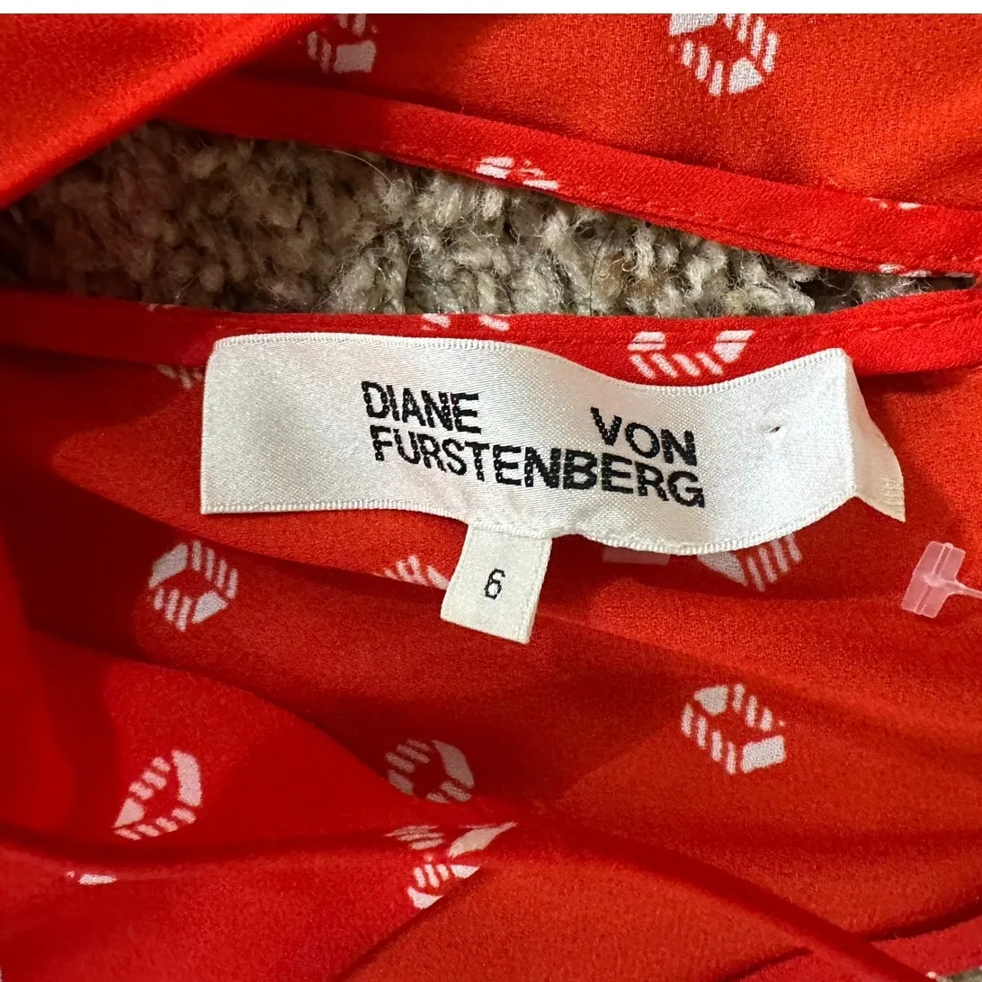 DVF Jumpsuit Red Print Sleeveless Halter Neck Drawstring Waist - Image 4