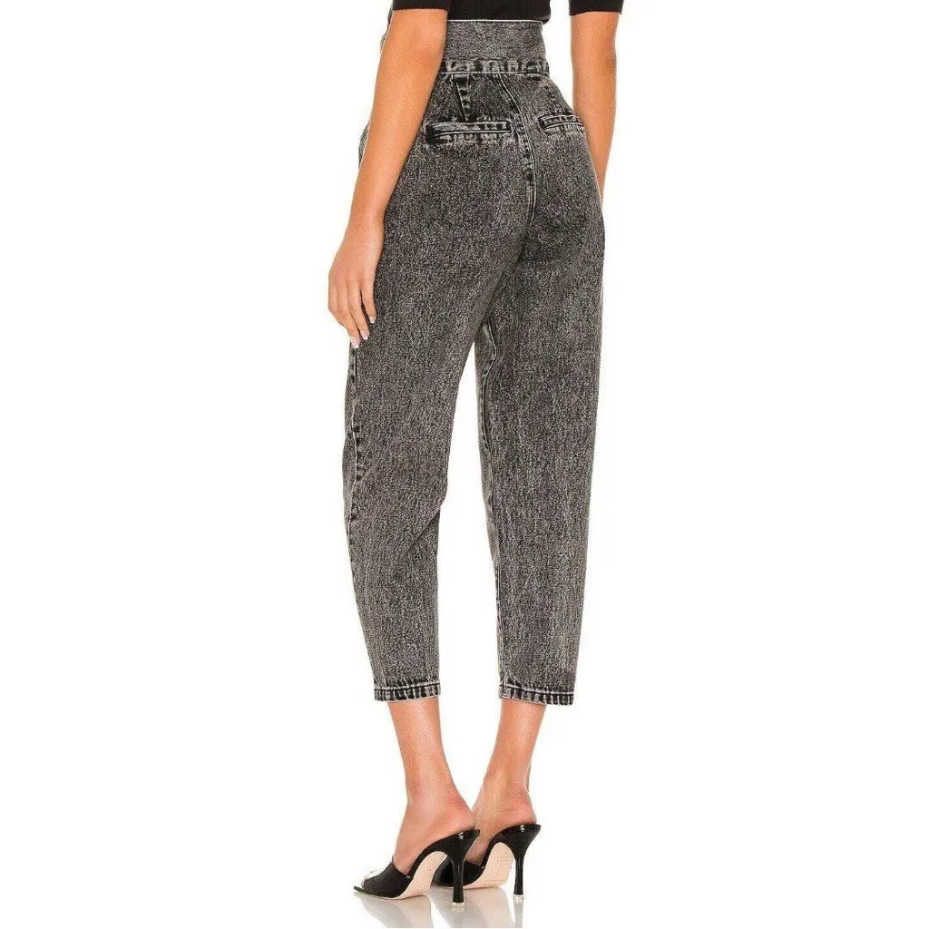 BlankNYC When In Rome high-rise paperbag denim jeans in black acid wash - Image 14