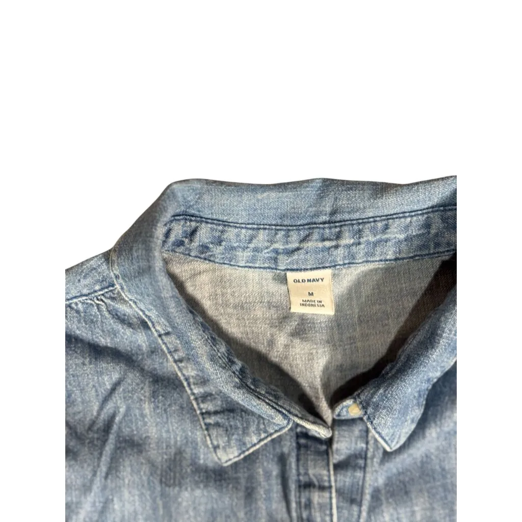 Old Navy Womens M Sleeveless Denim Shirt Dress Button Up Front 100% cotton - Image 4