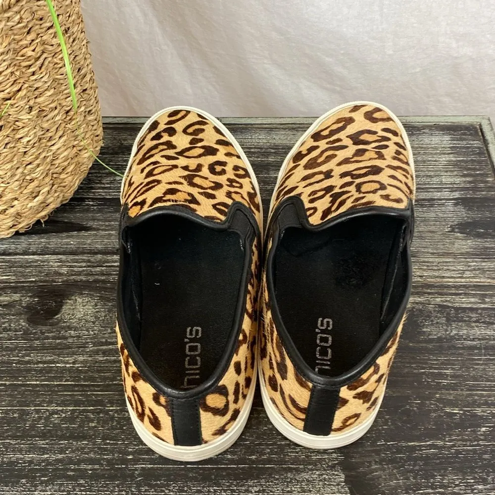 Chico’s Leopard Animal Print Slip On Rubber Sole Calf Hair Shoes 9 - Image 3
