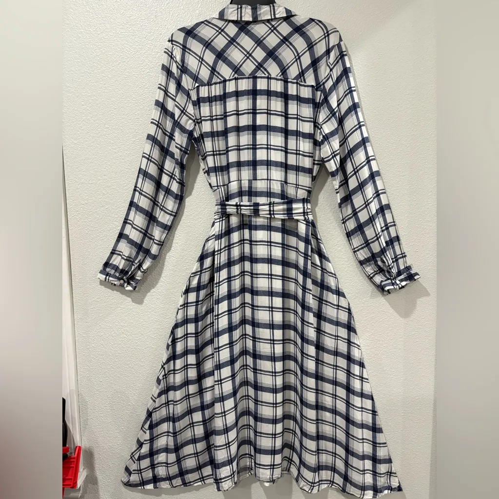 Umgee Navy and White Checkered Dress Size L - Image 2
