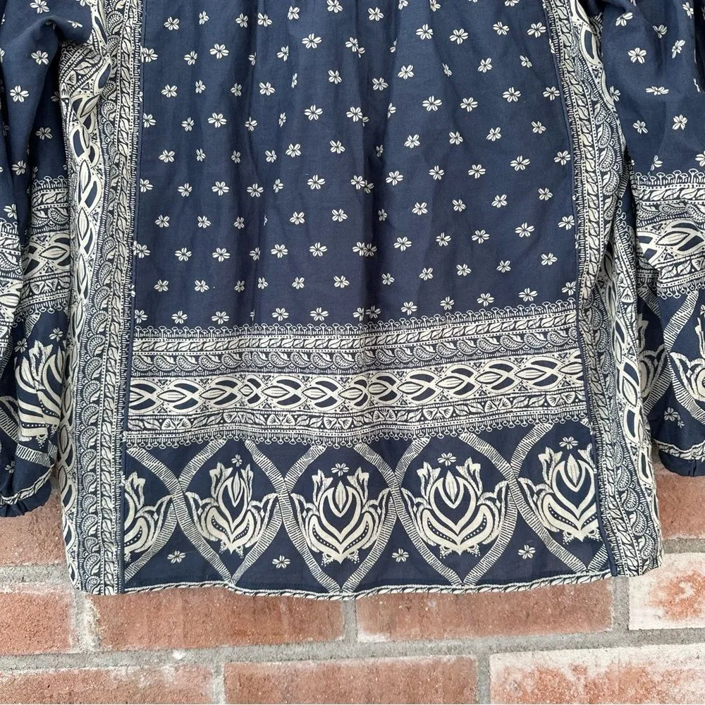 Melissa Nepton Brendon Blouse Bandana Blue White Balloon Sleeves Women’s Small - Image 10