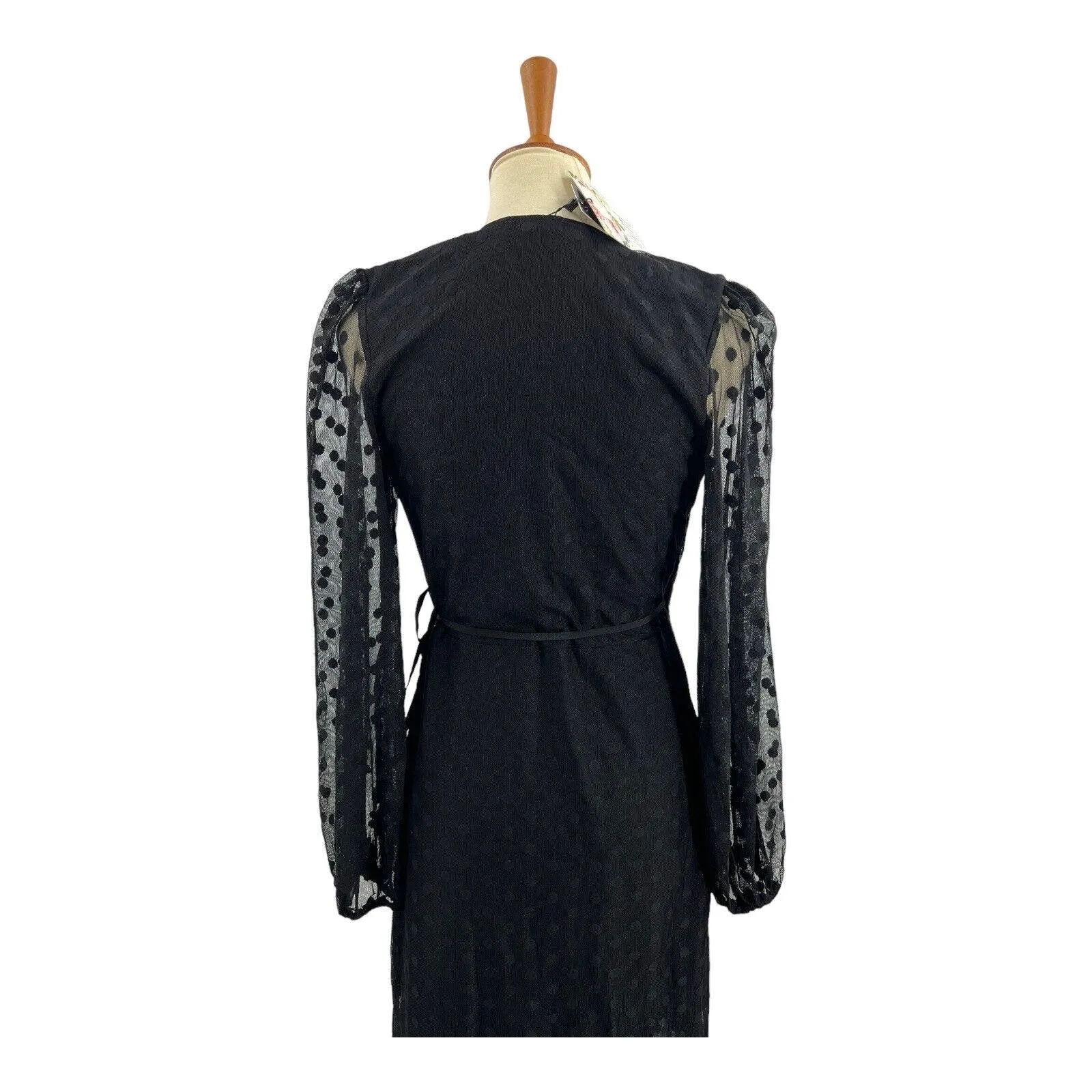 Yumi Kim Wicked Game Wrap Maxi‎ Dress Swiss Dot Black Small New - Image 7