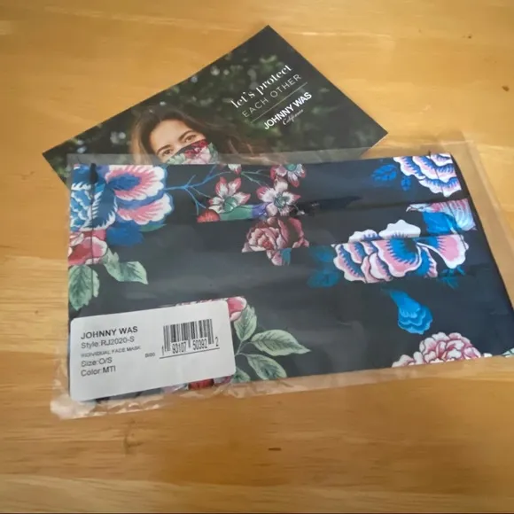 Johnny Was Navy Floral Face Mask - Image 2